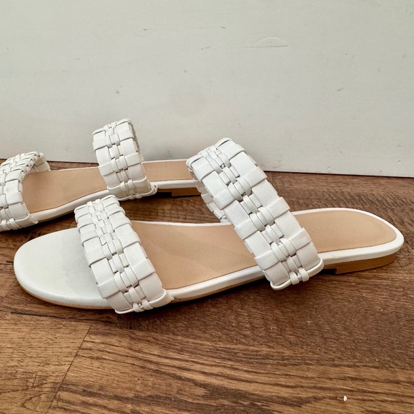 New Stuart Weitzman Venice Slide Weaved Leather White Women's Size 10 - Picture 2 of 6